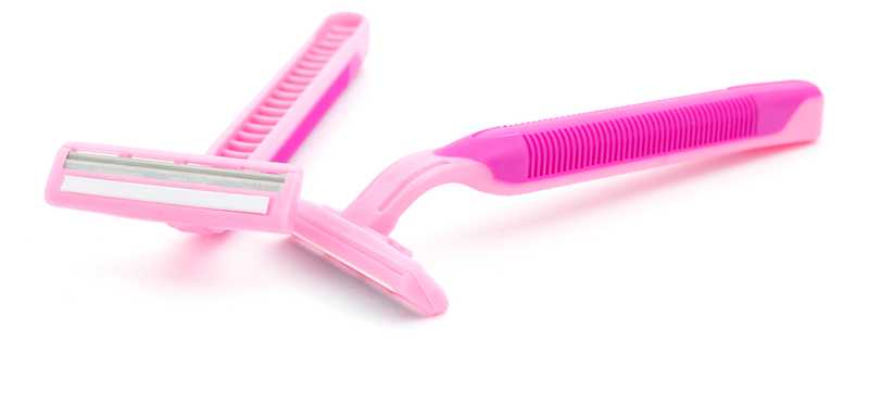 Pink disposable razors.