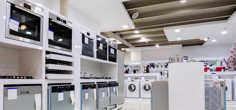 The appliance section inside a retail store.