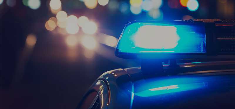 Blue light on police vehicle