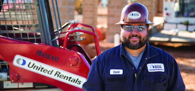 United Rentals worker near equipment
