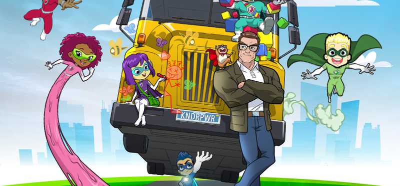 A Genius Brands cartoon shows a school bus