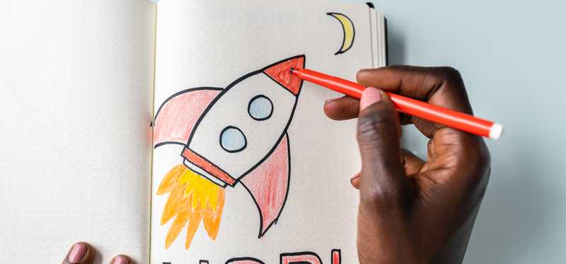 Meme stock illustration showing rocket and the word HODL.