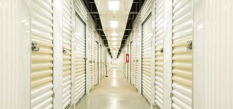 Inside of a self-storage facility.