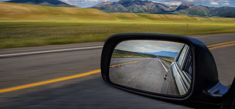 View from a rearview mirror.