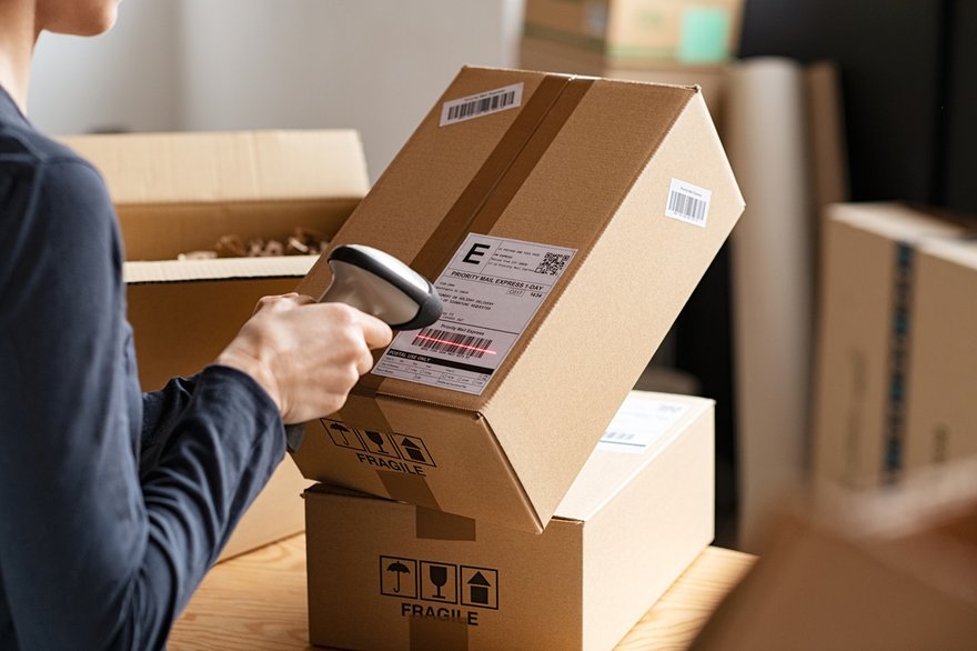 Person scanning packages