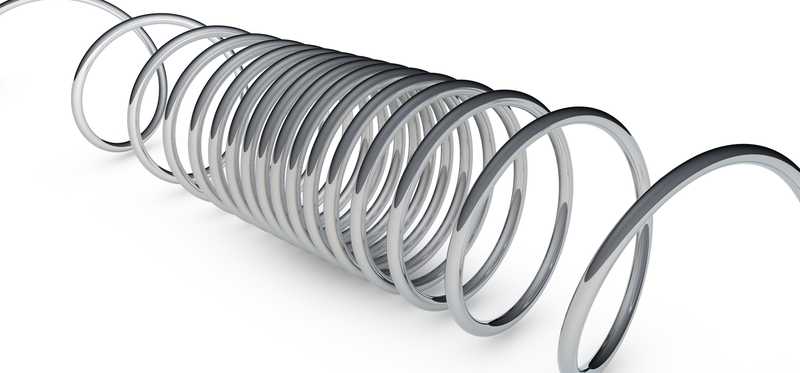 A steel spring on white background.