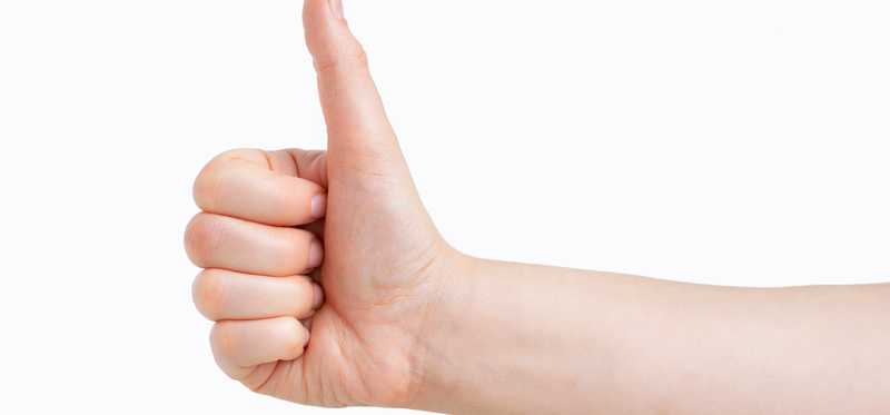 A hand giving a thumbs up.