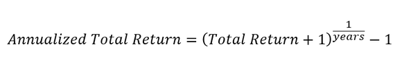 The formula used to calculate total return for a stock investment.