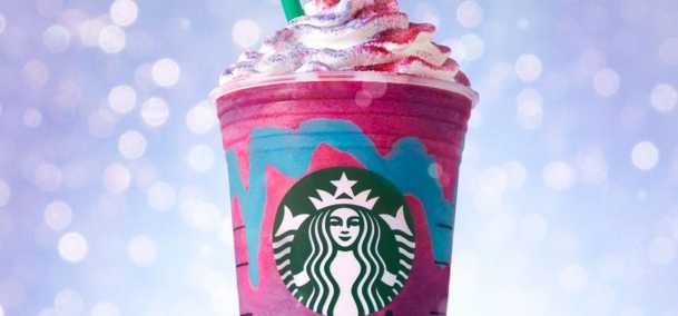 Starbucks' Unicorn Frappucchino in a Starbucks cup