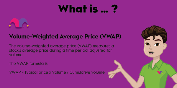 An infographic defining and explaining the term "volume-weighted average price (VWAP)"
