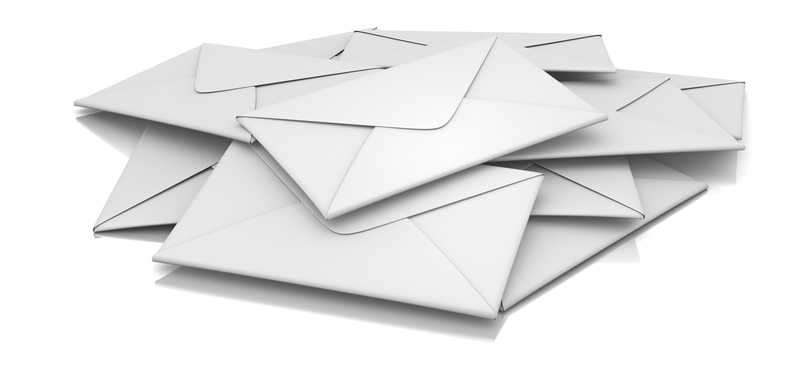 A pile of white envelopes.