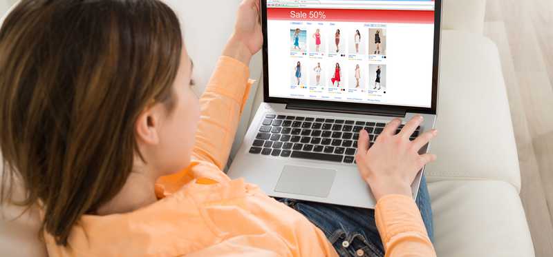 Person shopping for clothing online.