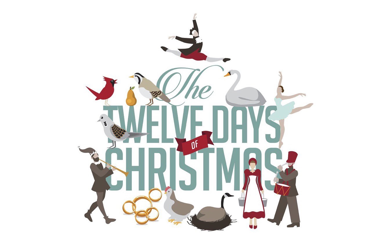 Twelve Days of Christmas graphic showing the different gifts.