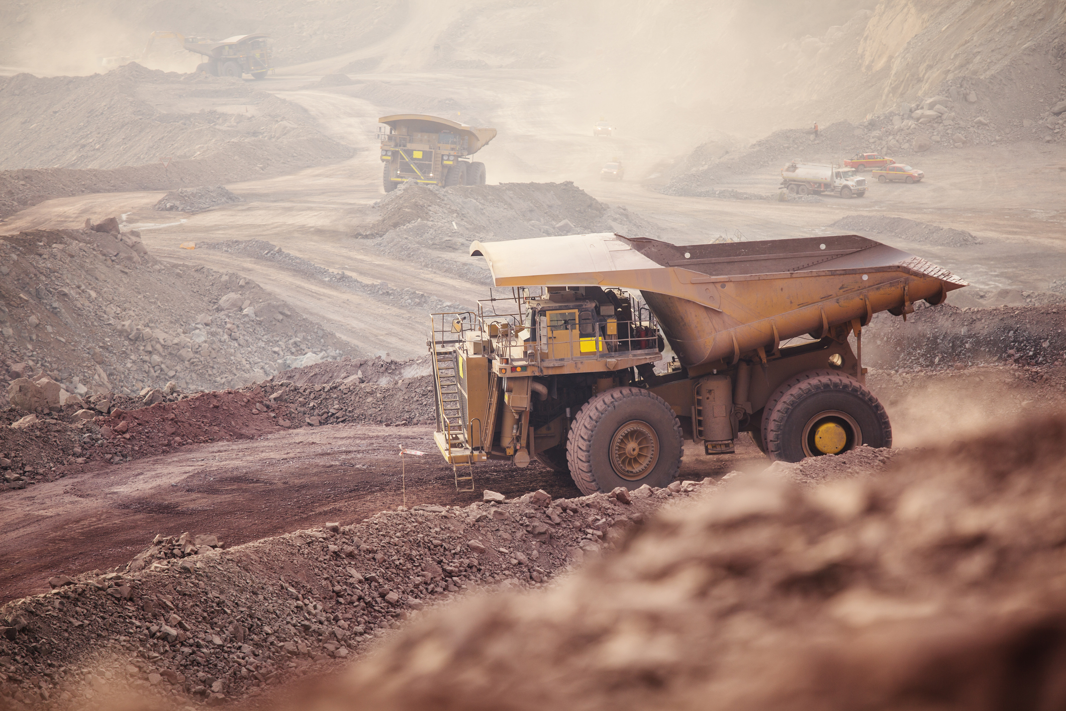 A large truck in a copper mine. A large truck in a copper mine.