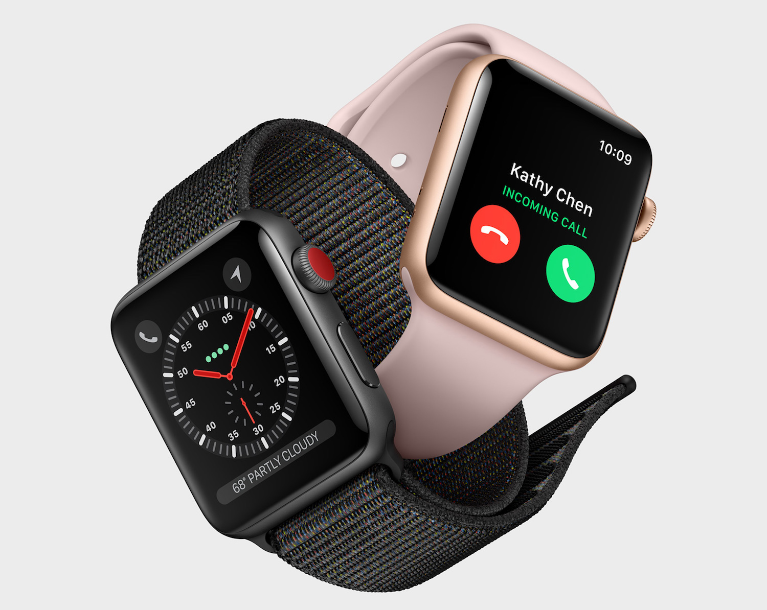 Two Apple Watches intertwined