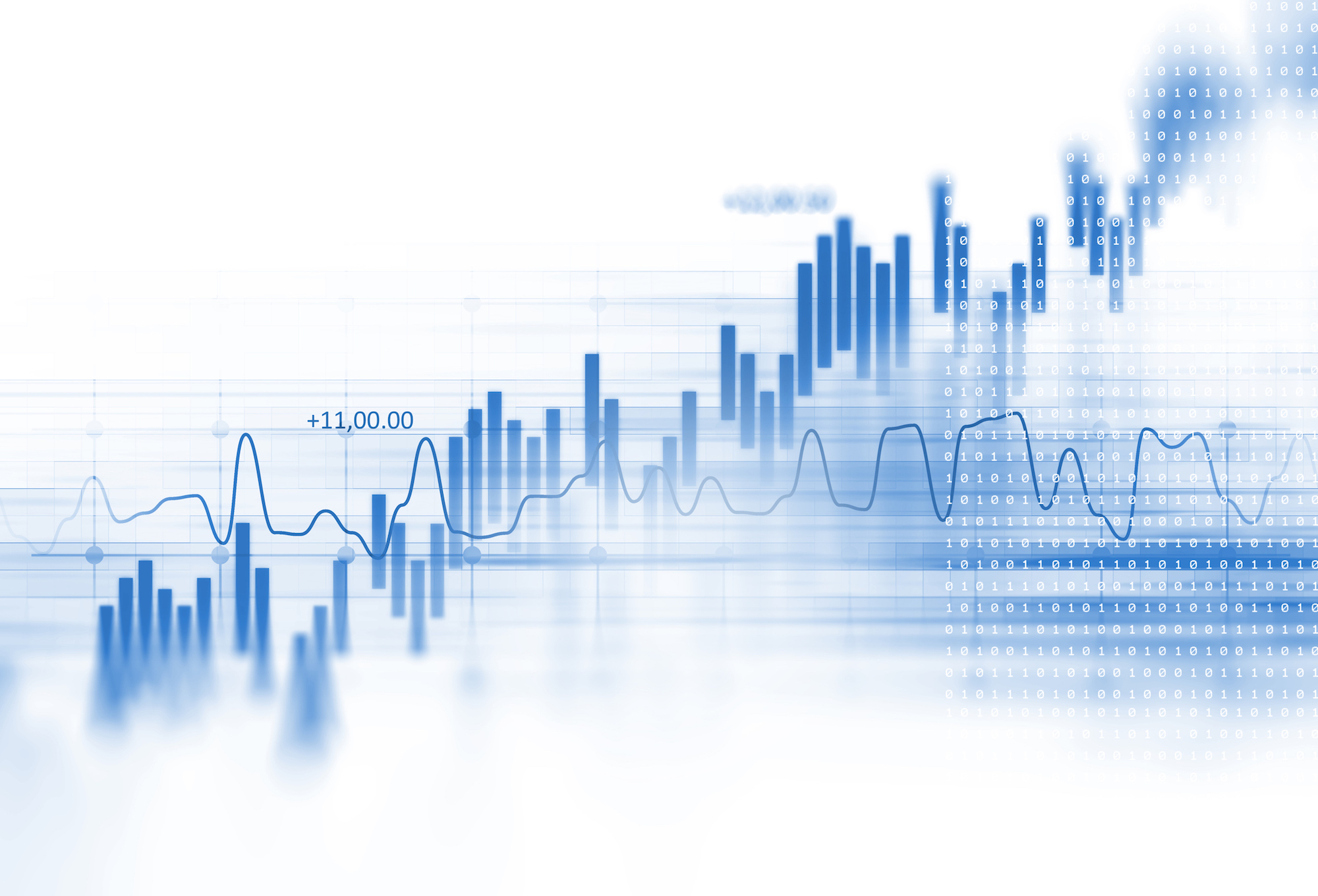 Blue up-trending stock chart. Blue up-trending stock chart.