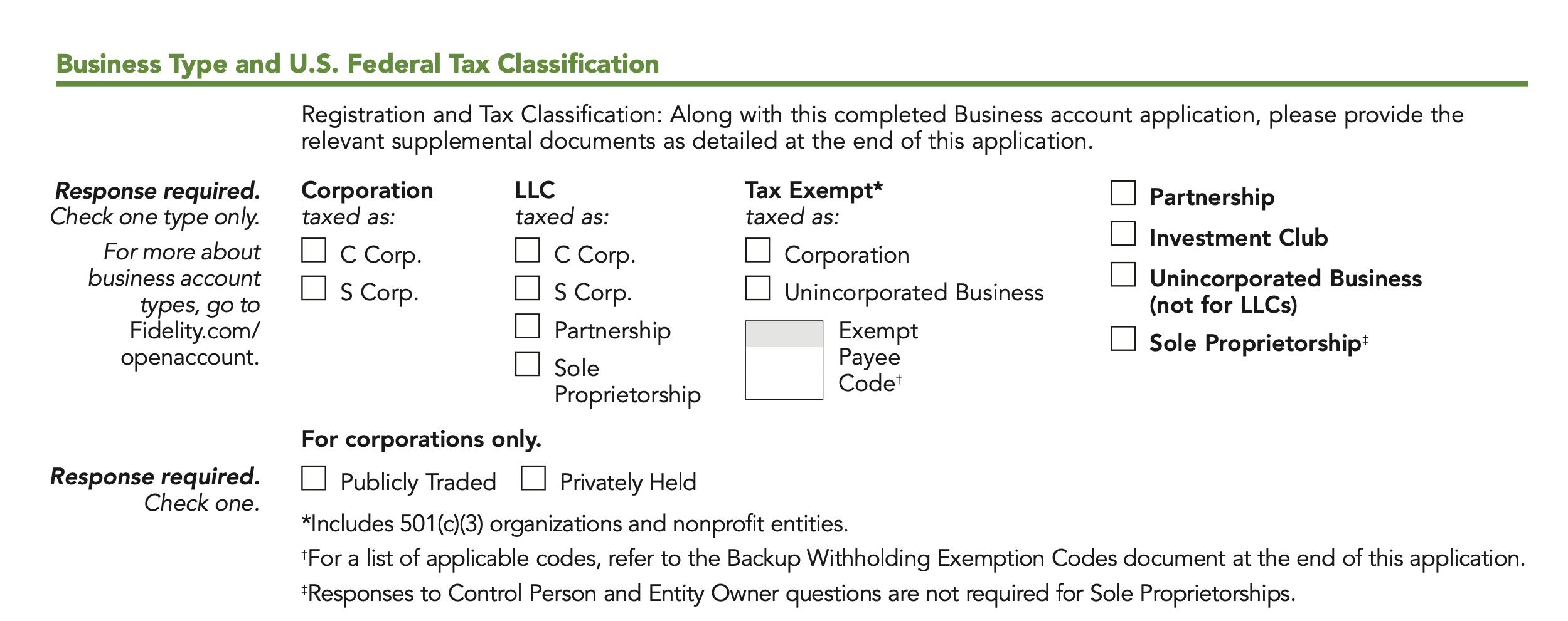 Fidelity Business Application