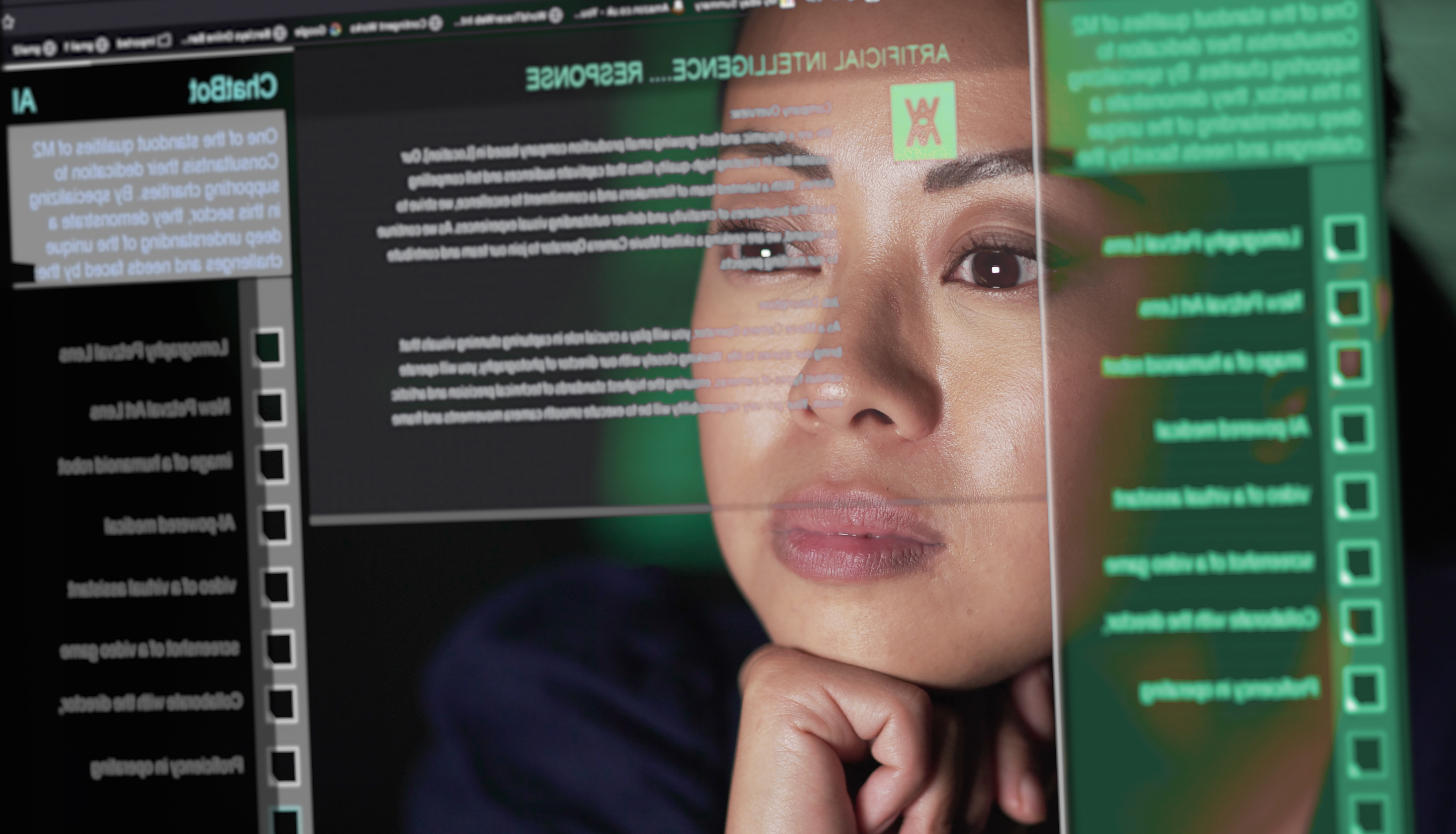 GettyImages-1598676527 Person looking at a computer screen while waiting for an AI chatbot to respond.