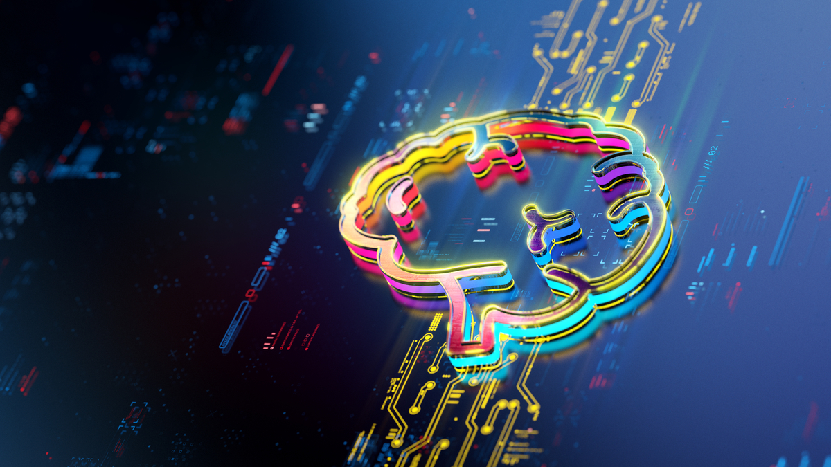 Colorful AI brain Colorful outline of brain
