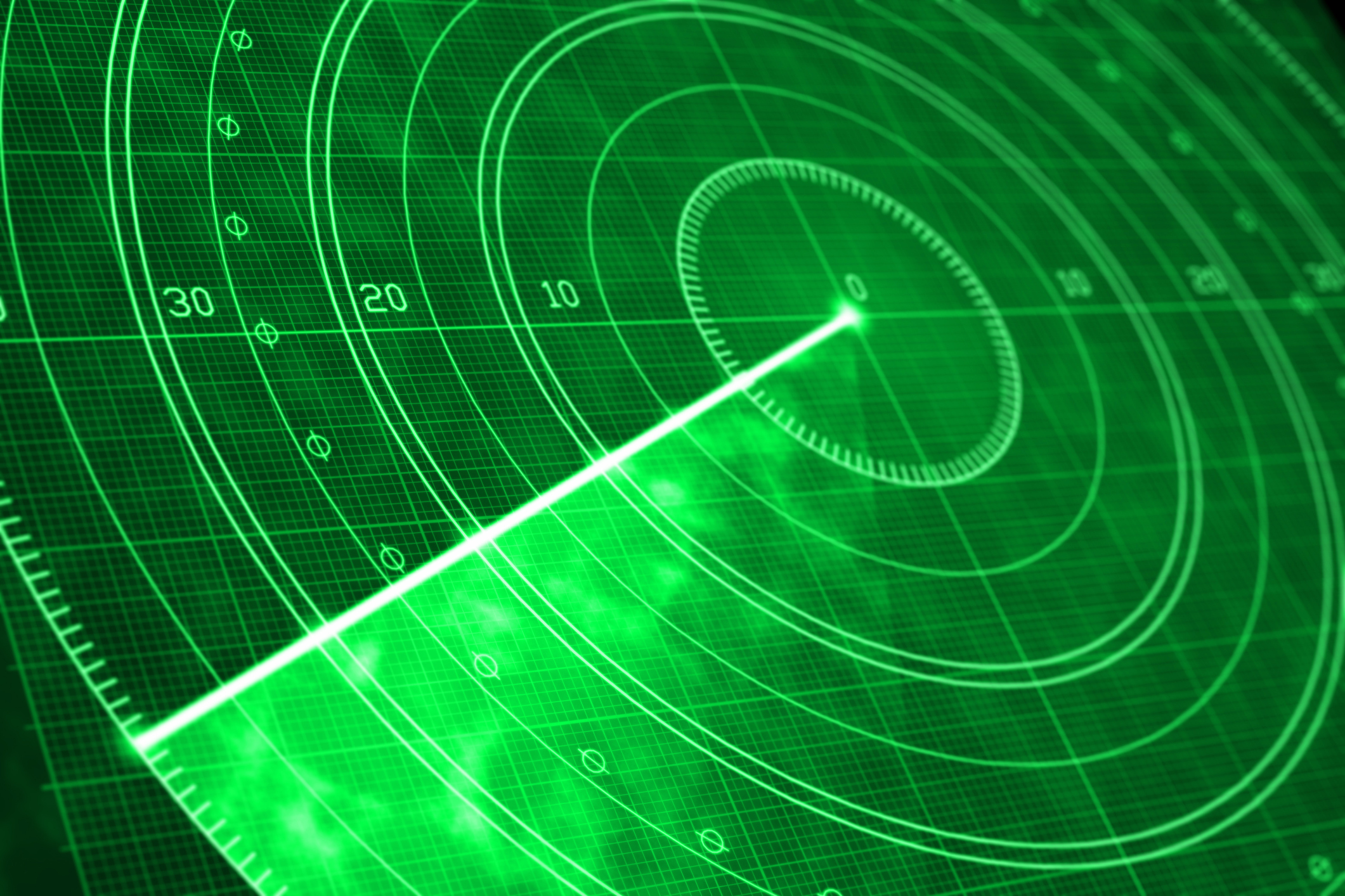 Radar screen Detail of a green radar screen with glowing coordinates and positioning numbers.