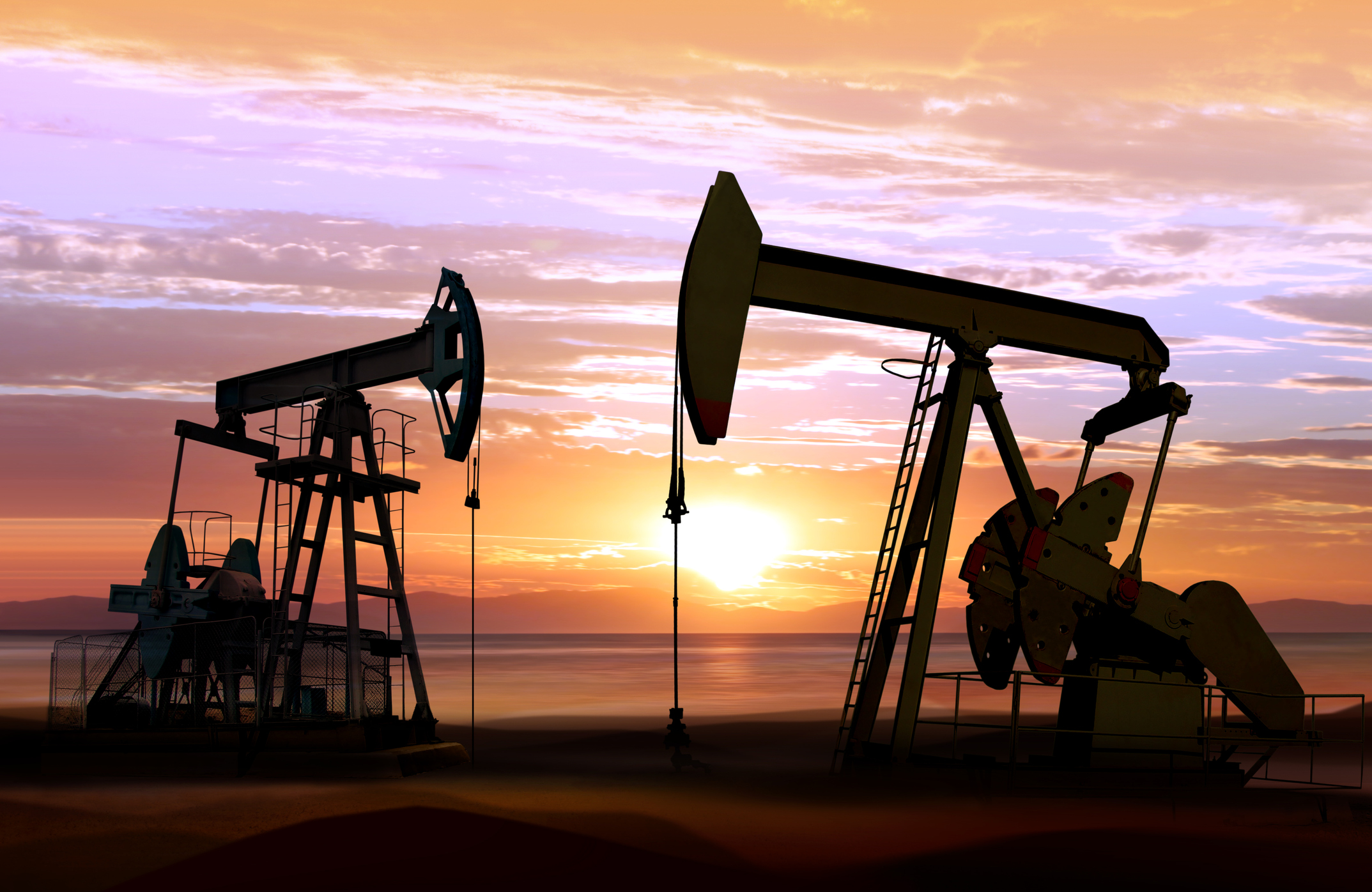 oil pumps on sunset Oil pumps at sunset.