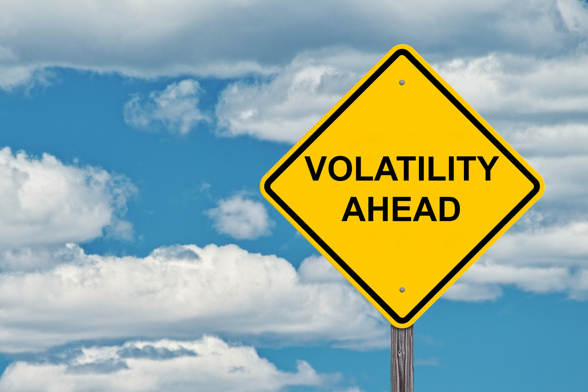 Volatility ahead sign Road sign saying volatility ahead