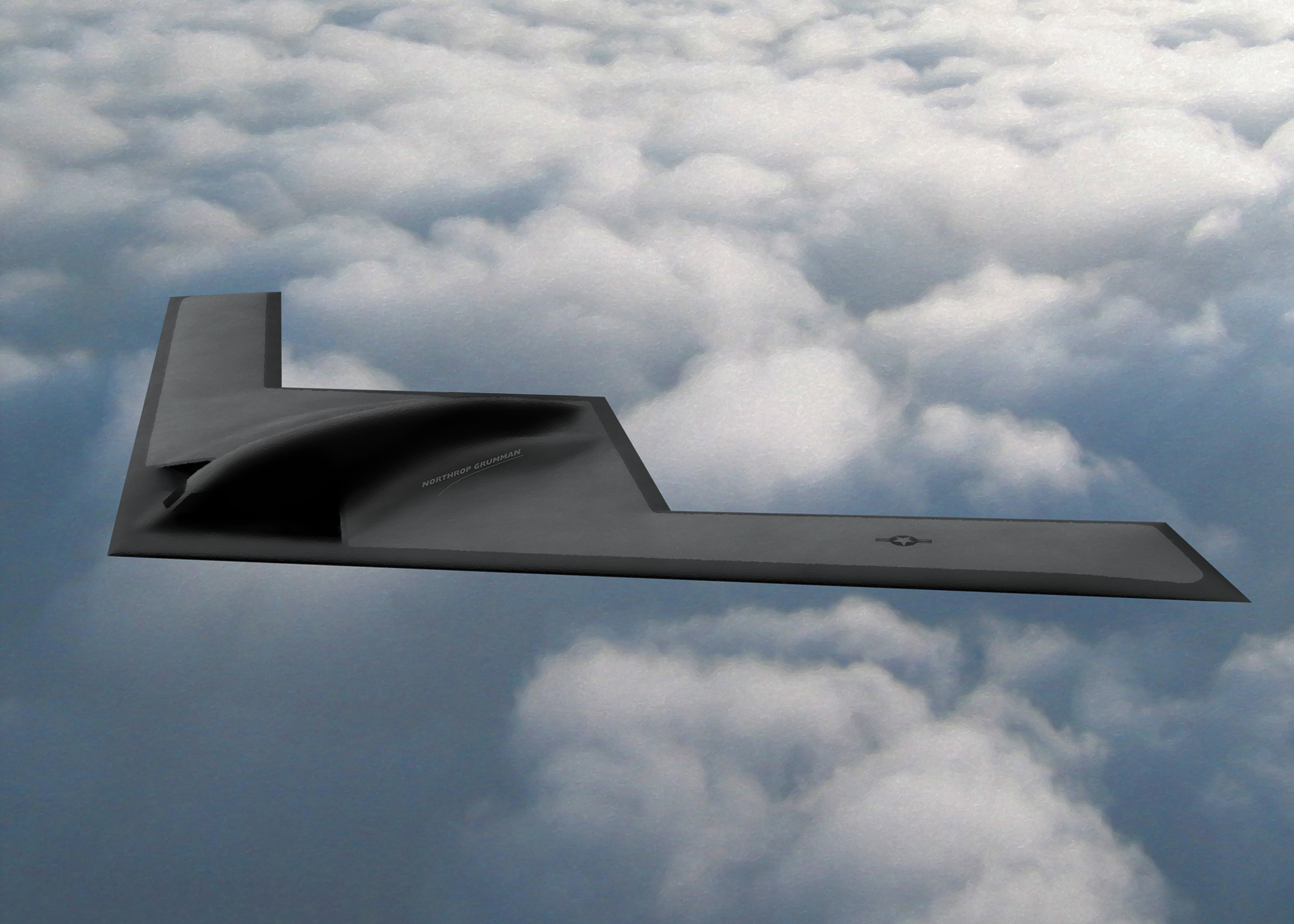 B21 stealth bomber rendering A rendering of the B21 stealth bomber.