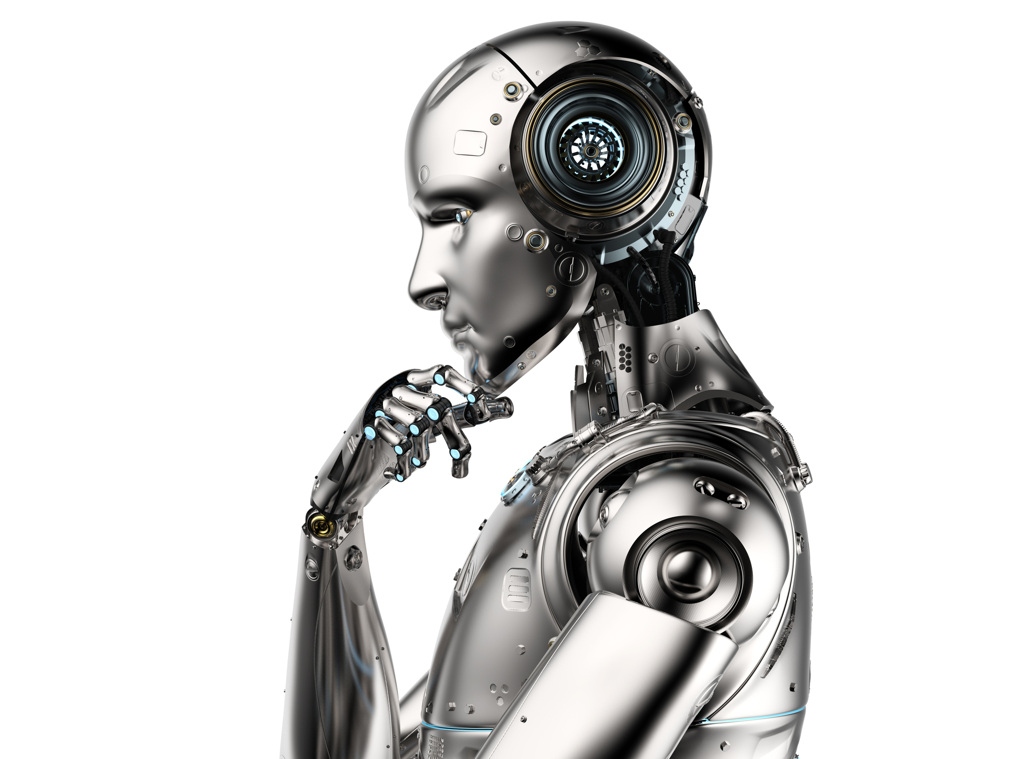 An AI metallic robot. An AI metallic robot.