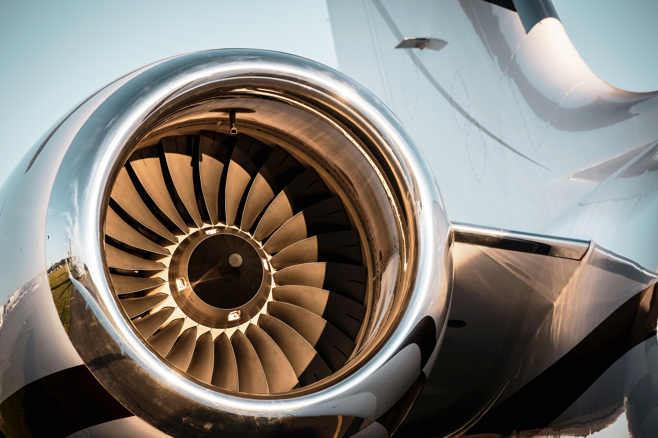 Shining silver jet engine. Shining silver jet engine.