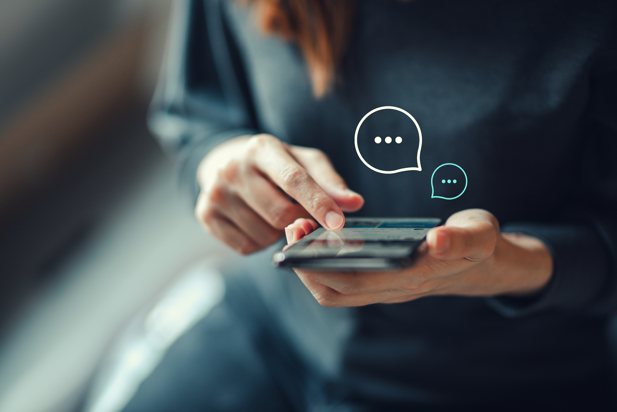 Person opening up chat app on mobile phone Person opening up chat app on mobile phone.