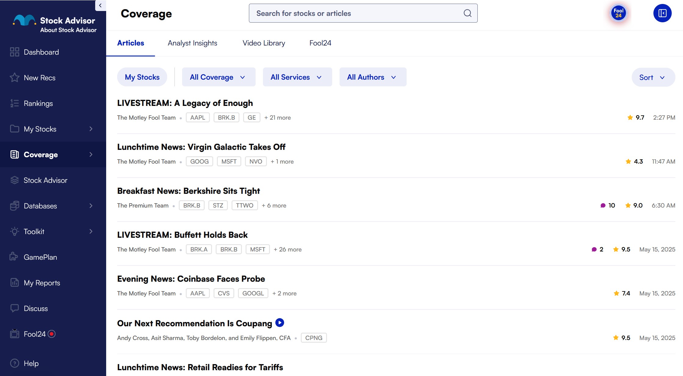Key News Coverage in Stock Advisor
