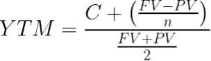 YTM-1 An abridged, simplified version of the yield to maturity formula.
