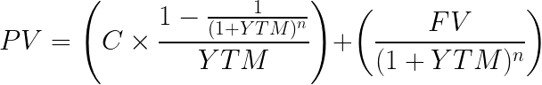 The full formula used to calculate yield to maturity (YTM).