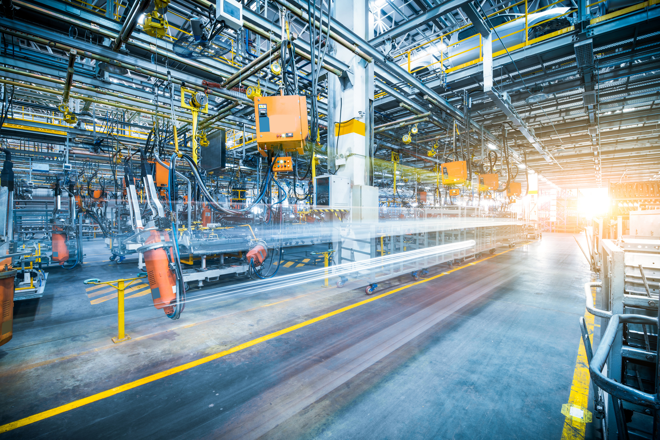 Inside of a factory with assembly line.
