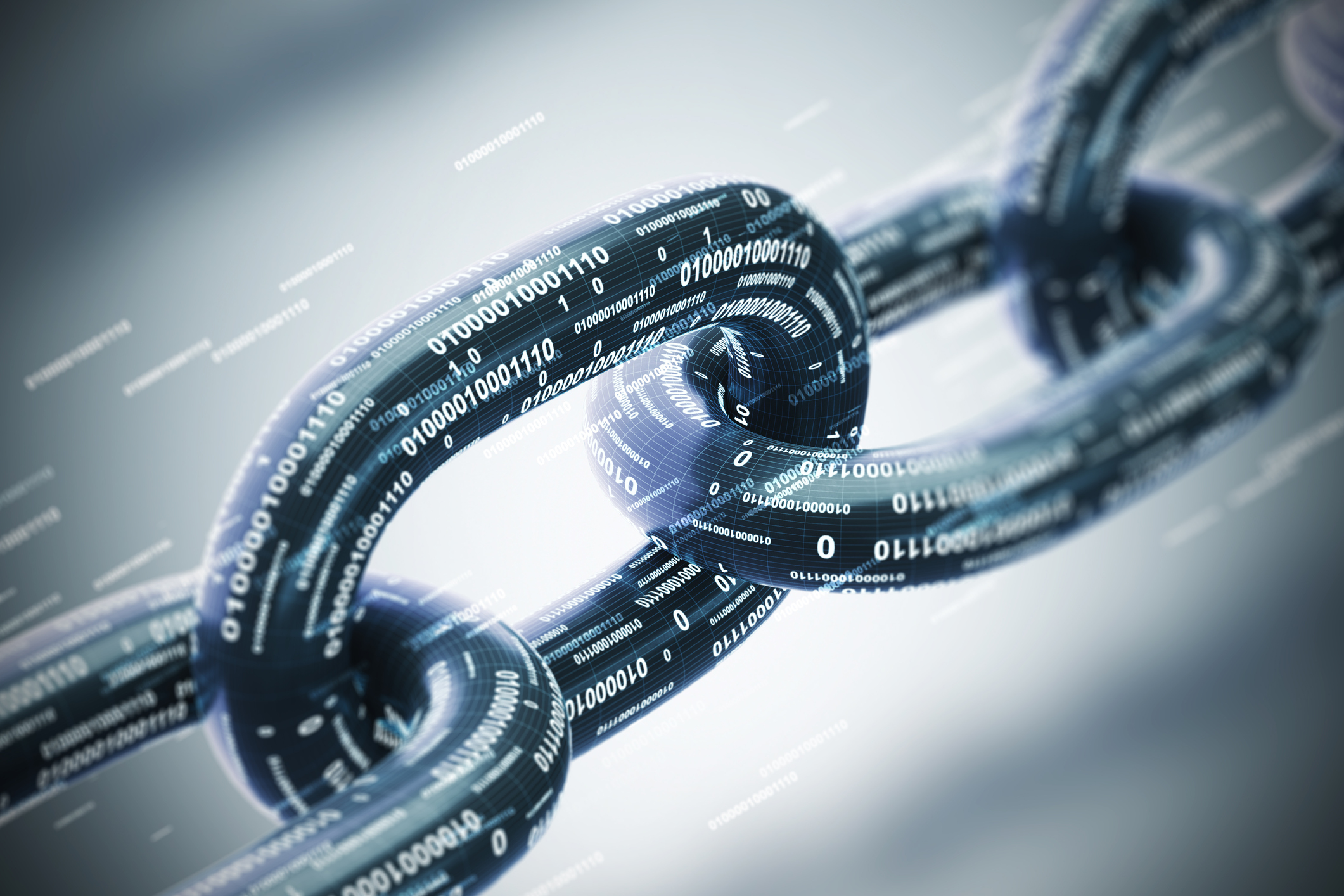 Diagonal chain, a blockchain concept, gray closeup Diagonal chain made of zeros and ones. Cryptocurrency and mining. A bitcoin metaphor. Gray background. A close up. 3d rendering mock up