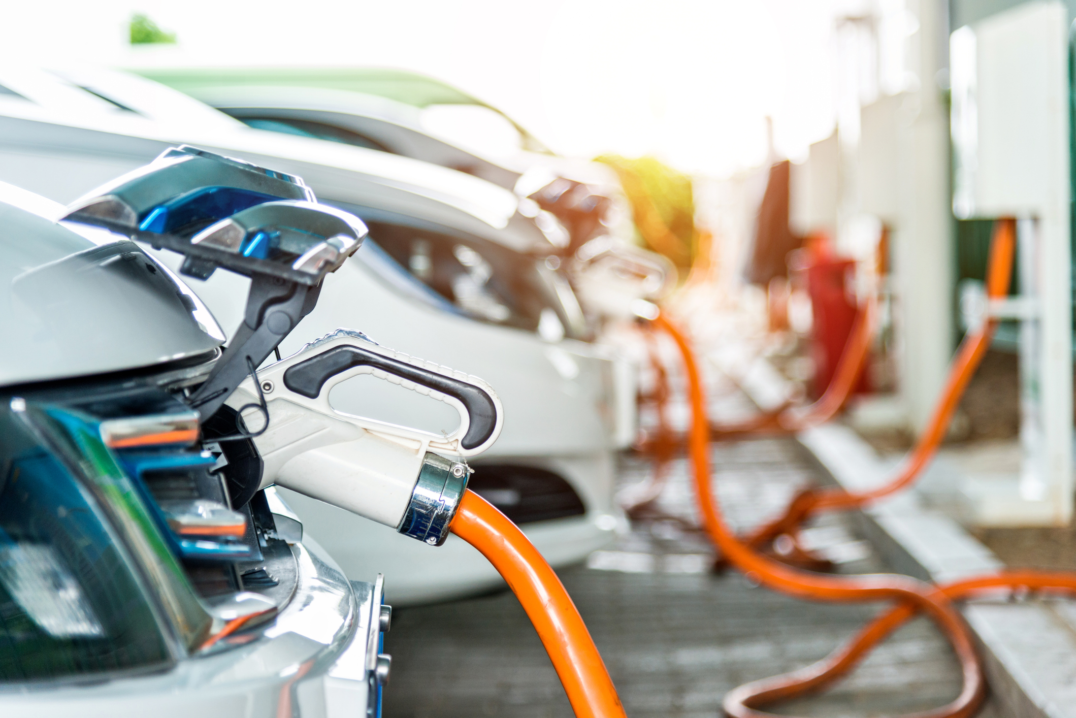 electric vehicle charging.jpg Line of electric cars being charged.