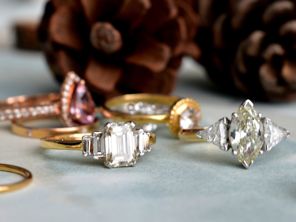 Etsy jewelry Several rings from an Etsy seller.
