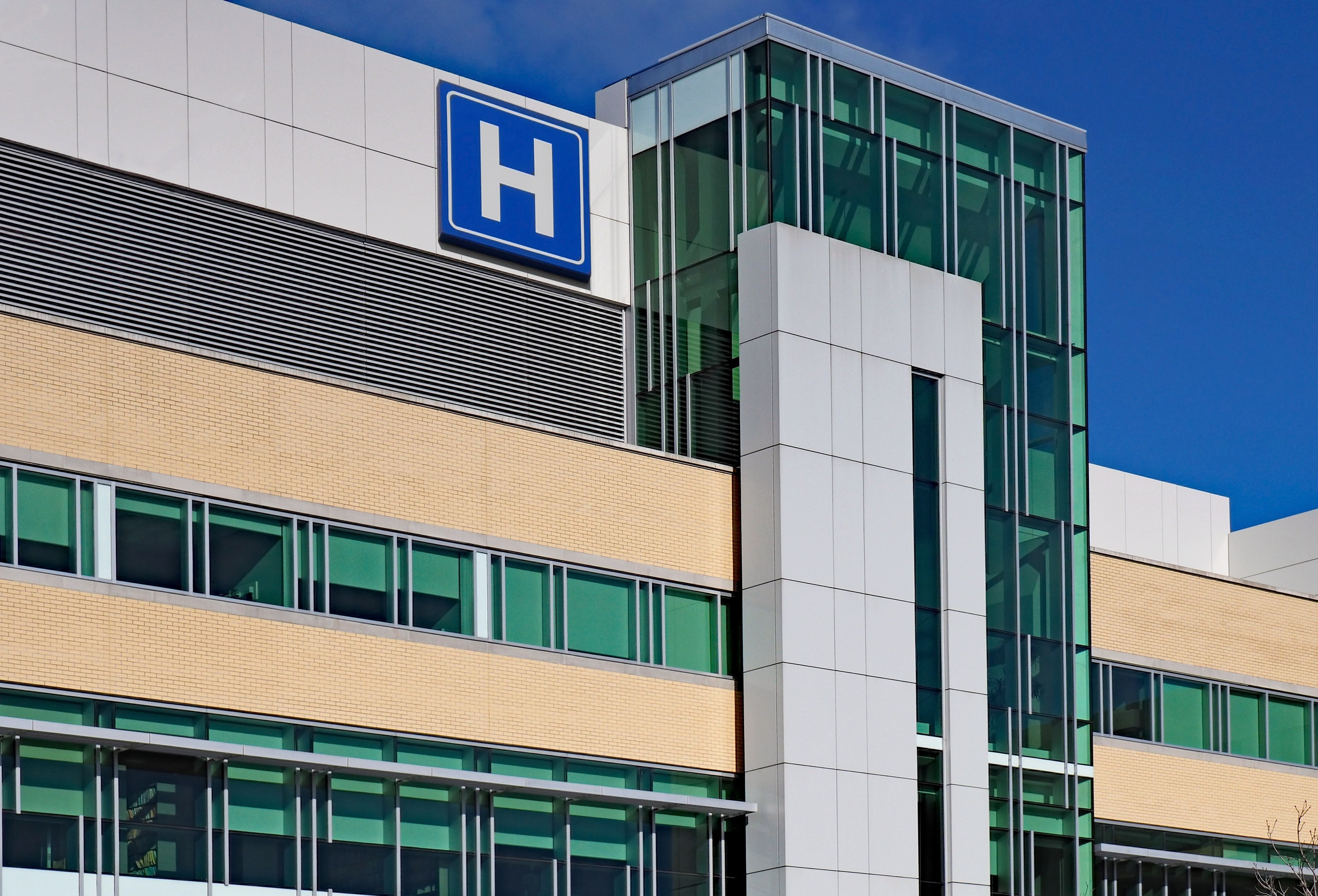 The exterior of a hospital building.