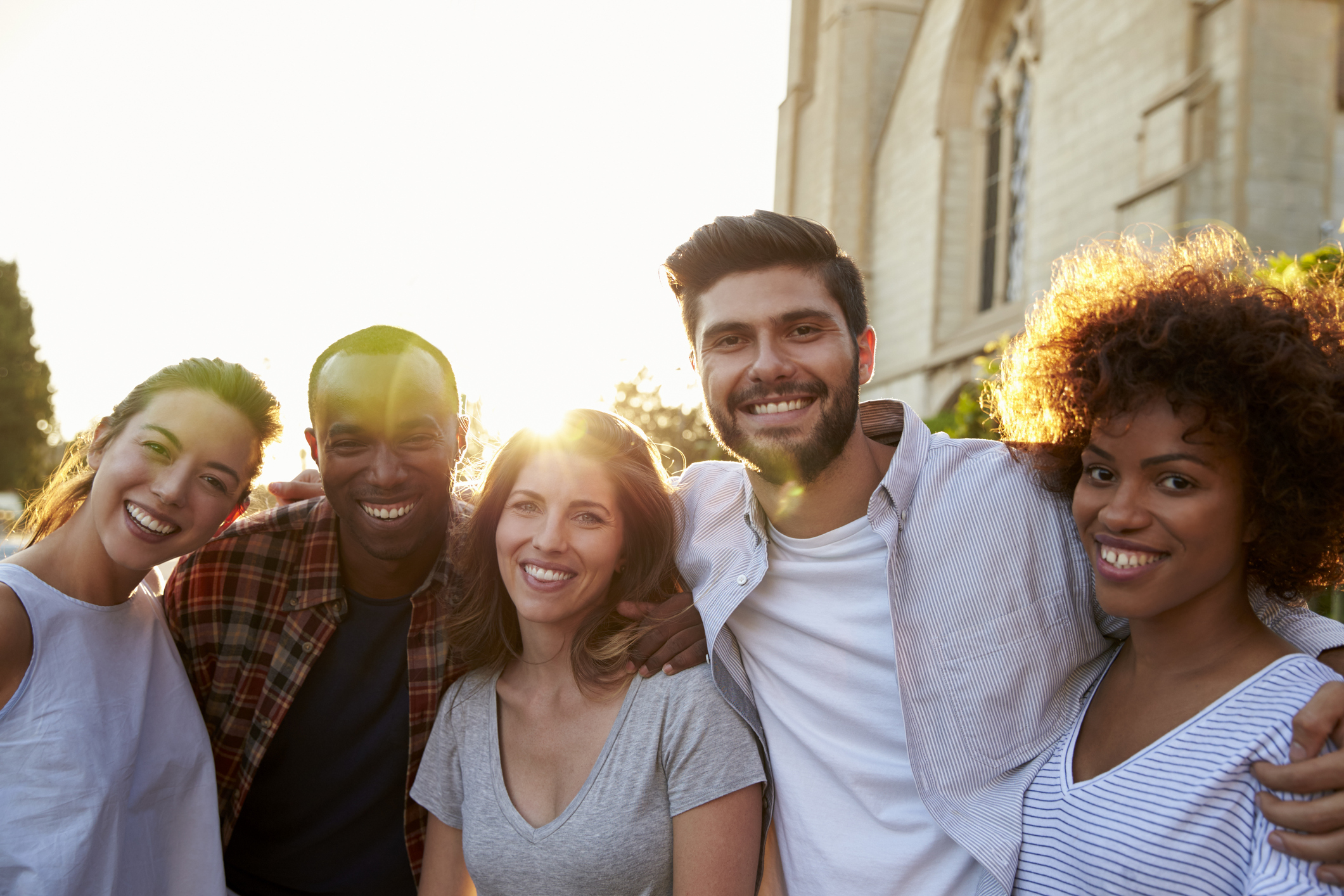 Group of smiling young adults Group of smiling people.