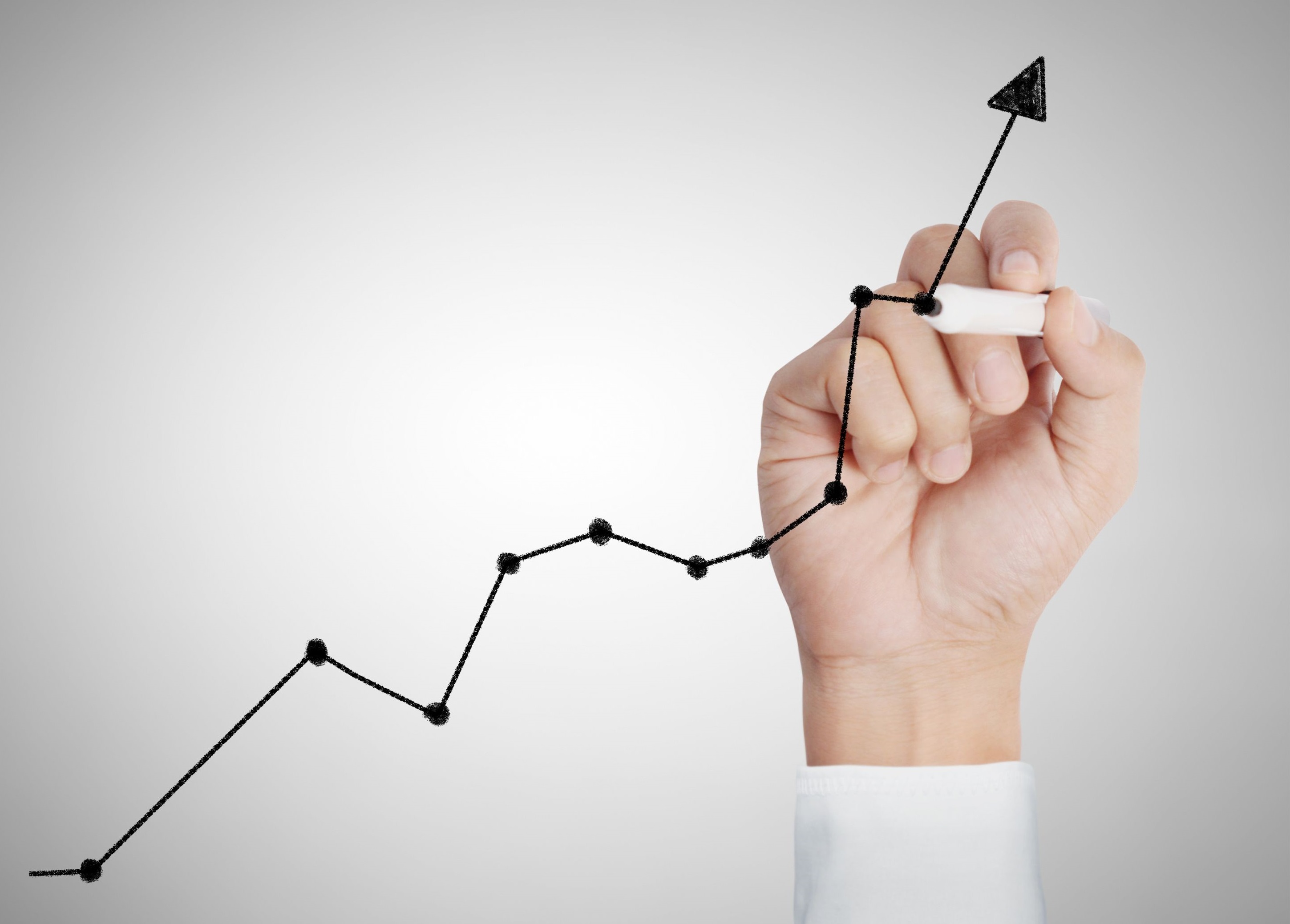 hand drawing chart stock return Hand drawing inclining line chart.