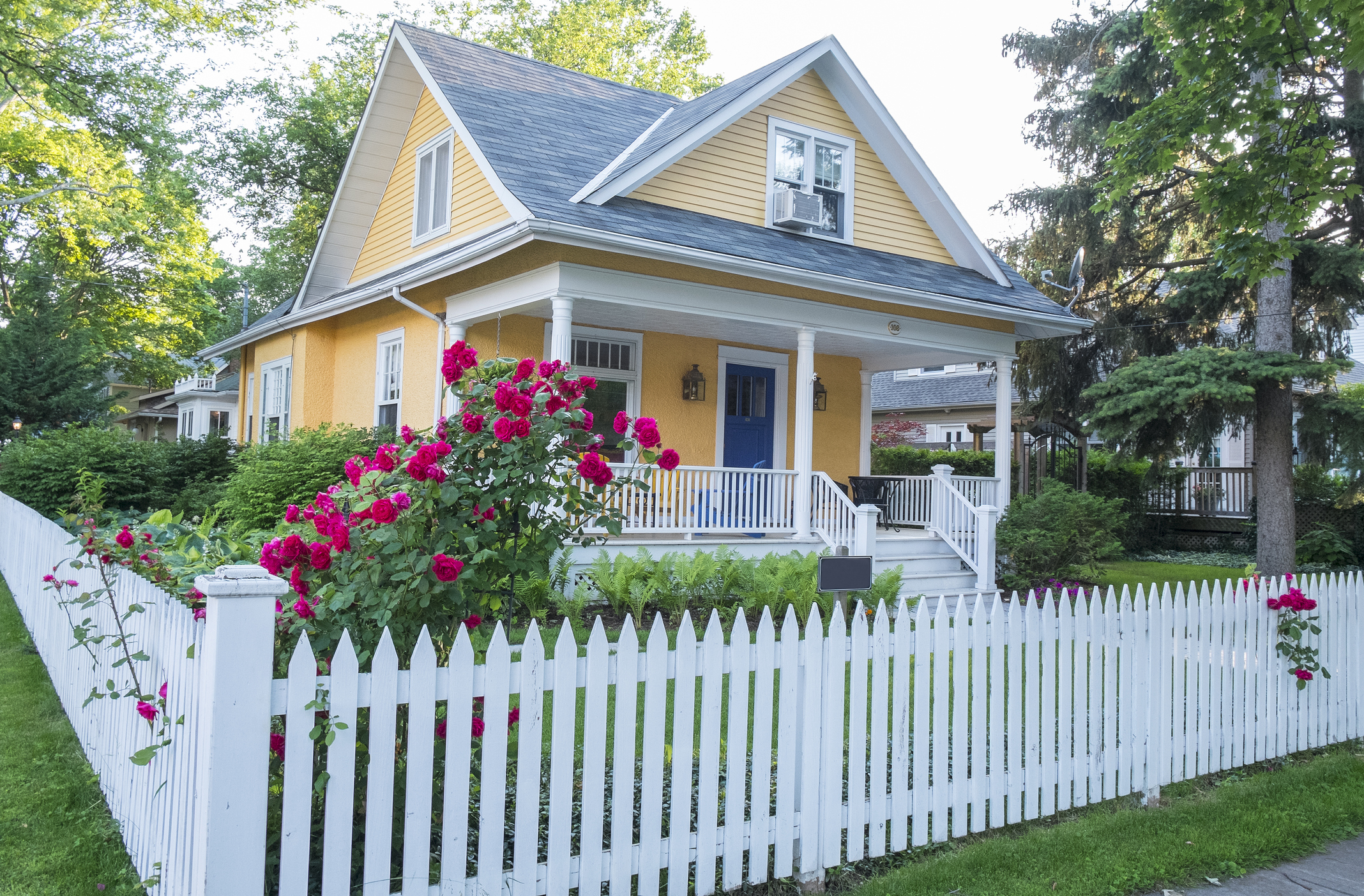 house with a picket fence