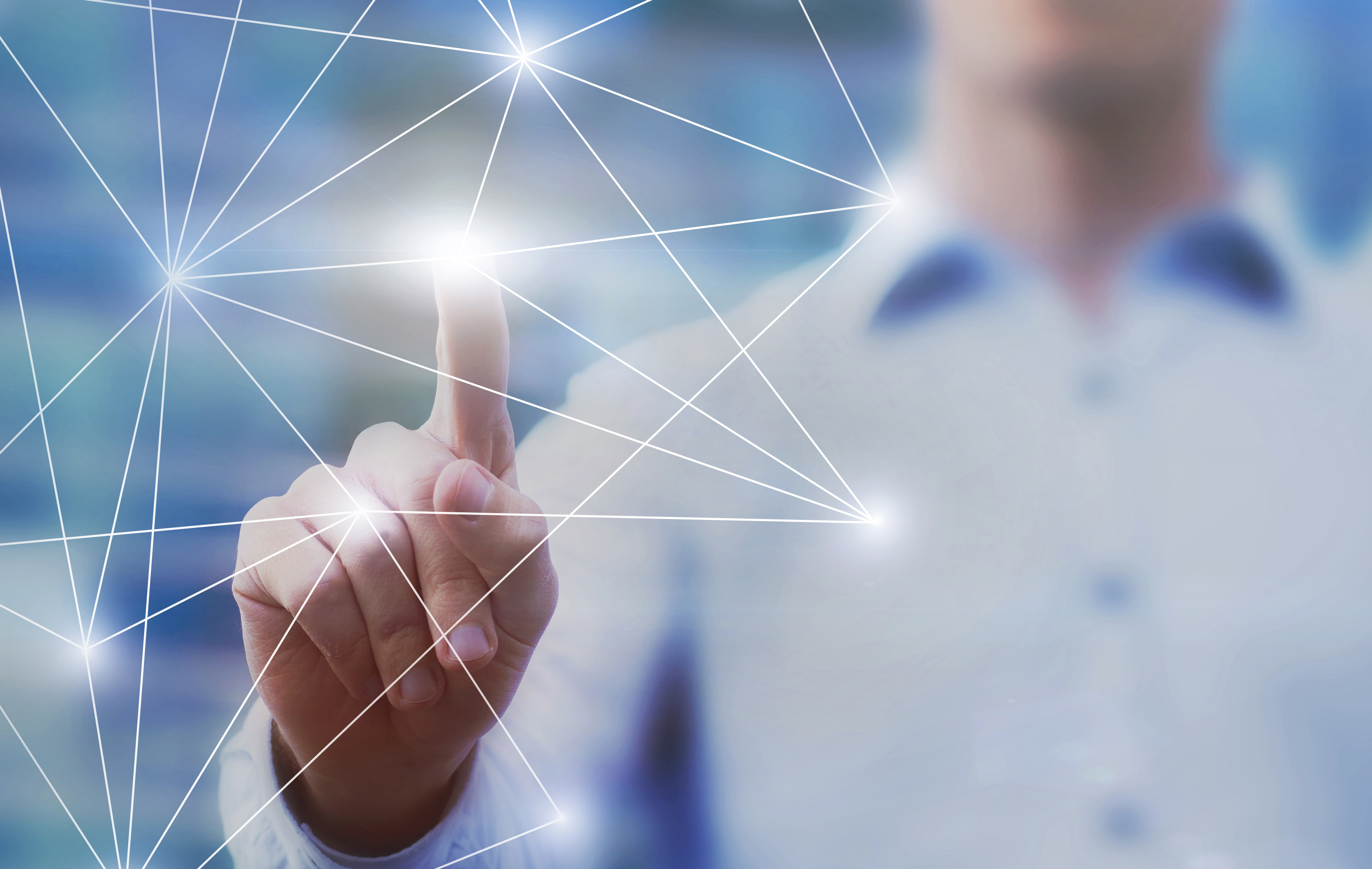 man's finger connecting abstract dots in air - hard fork, network, blockchain man's finger connecting abstract dots in air - hard fork, network, blockchain
