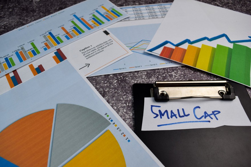 Charts on pieces of paper with "small cap" written on one. Charts on pieces of paper with "small cap" written on one.