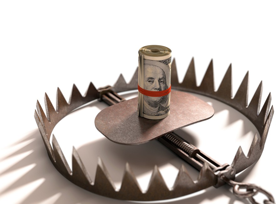 bear trap with a roll of $100 dollar bills as bait bear trap with a roll of $100 dollar bills as bait