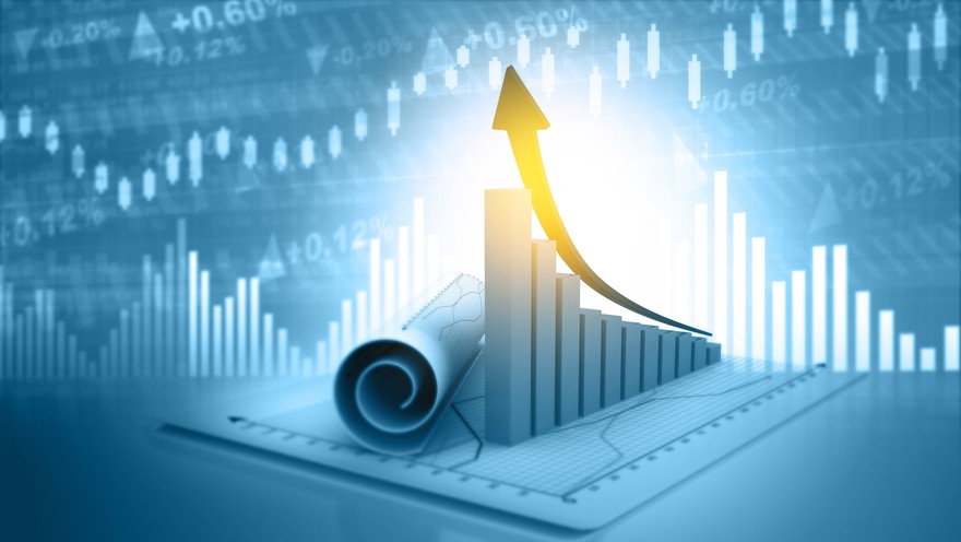 A stock chart showing upward price movement. A stock chart showing upward price movement.