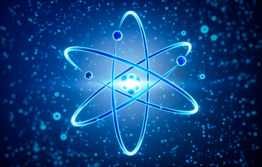 An atom rotating around a nucleus. An atom rotating around a nucleus.