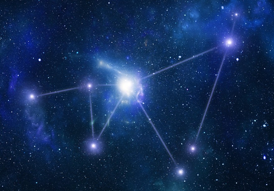 A night sky with bright lines connecting stars. A night sky with bright lines connecting stars.
