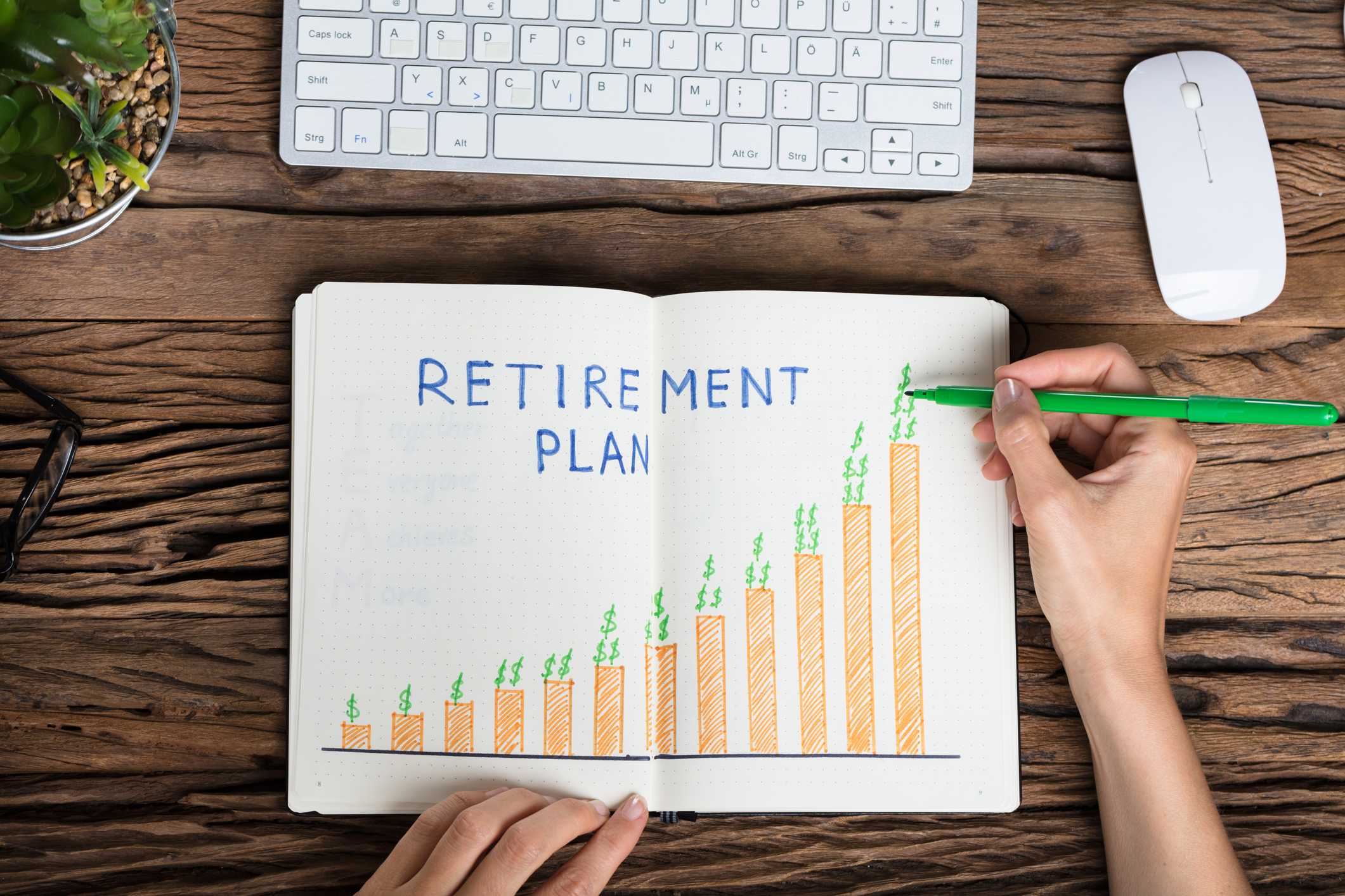 A retirement plan bar graph.