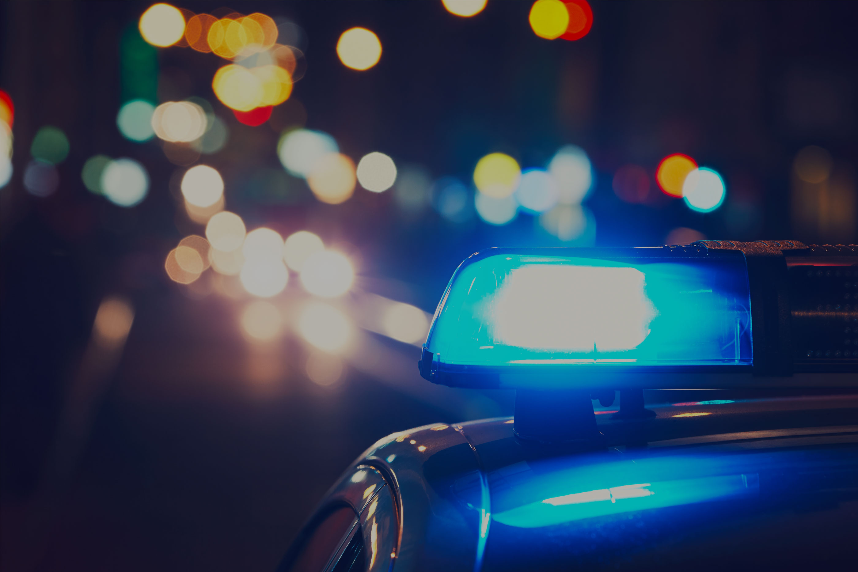 Blue light on police vehicle Blue light on police vehicle