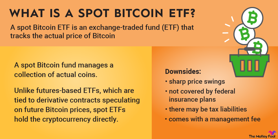 spot-bitcoin-etf-infographic An infographic defining and explaining spot Bitcoin ETFs.